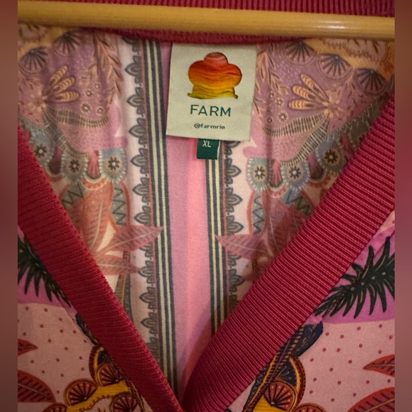 NWOT FARM Rio Macaw Scarf Pink Colorful Floral Cardigan XL - Picture 5 of 8